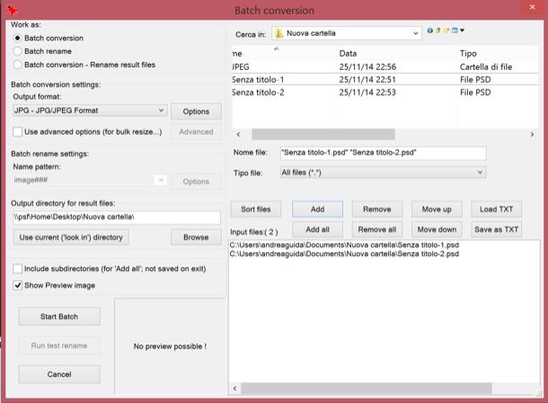 Come convertire PSD in JPG