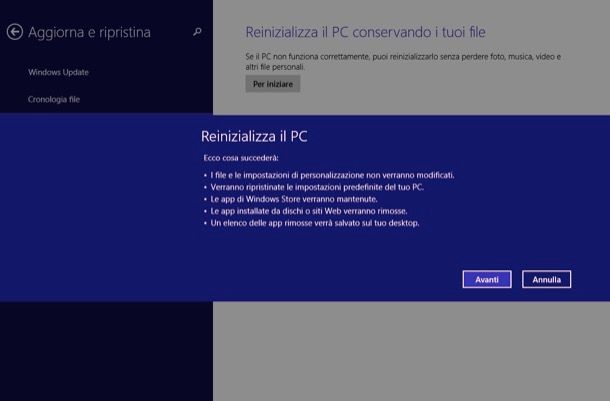 Come reinstallare Windows 8