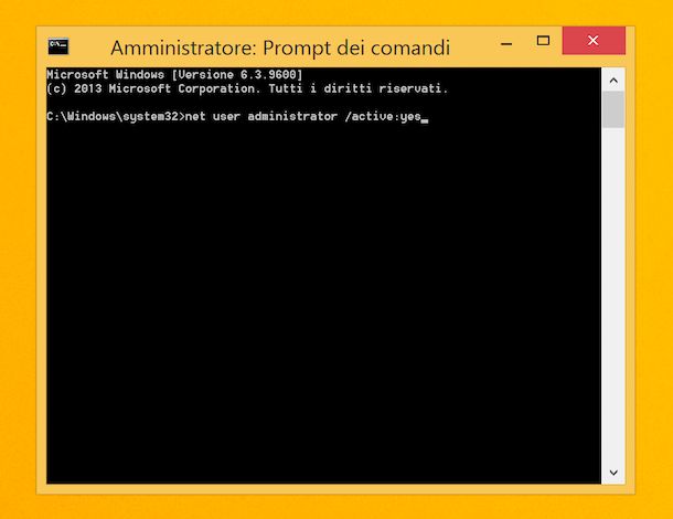 Come loggarsi amministratore Windows 8