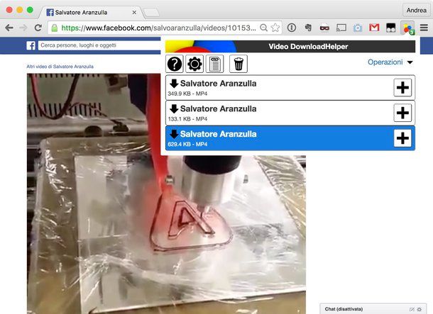 video da facebook estensione chrome