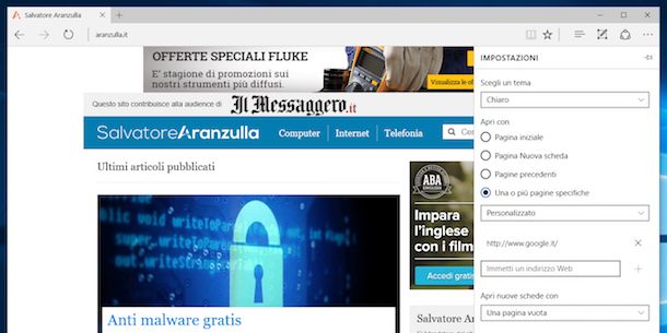 Come impostare Google come pagina iniziale