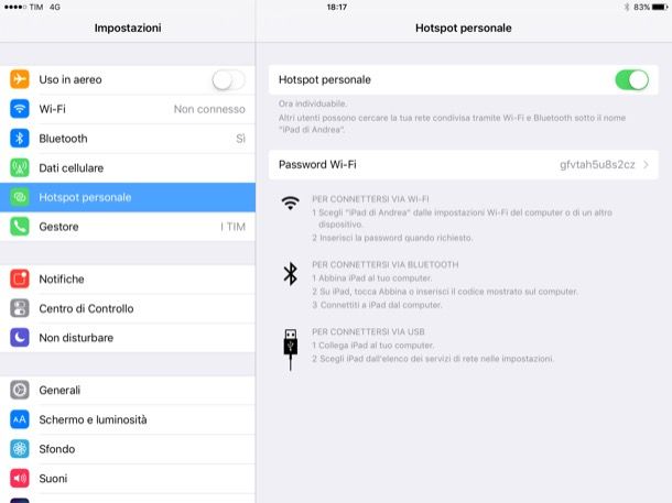 Come usare hotspot iPad