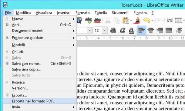 Come trasformare un ODT in PDF