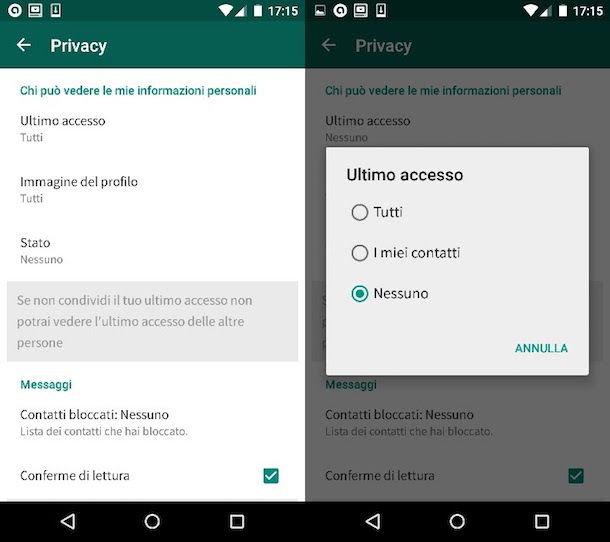 Come nascondere l'ultimo accesso su WhatsApp: Android