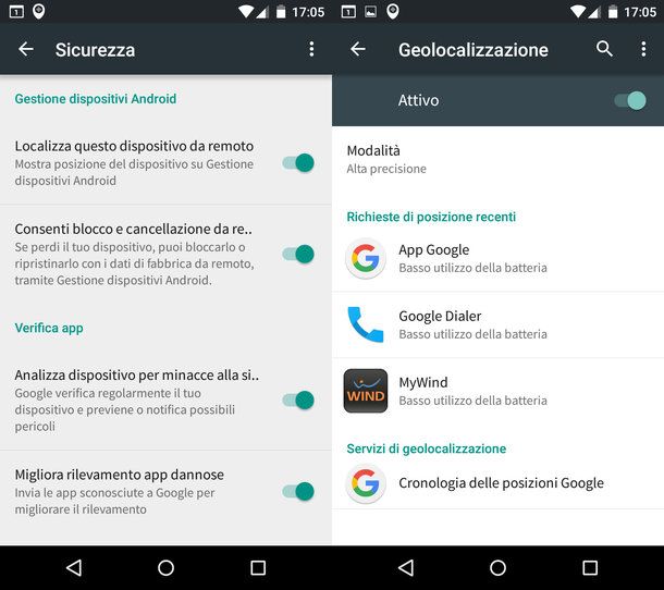 Trovare un dispositivo Android perso