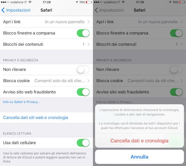 Come cancellare la cronologia