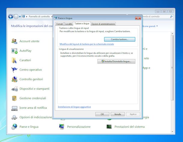 Come cambiare lingua a Windows 7