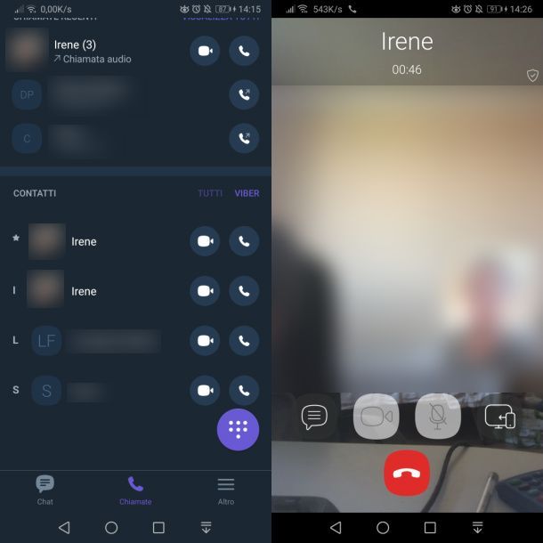Chiamare con Viber da smartphone