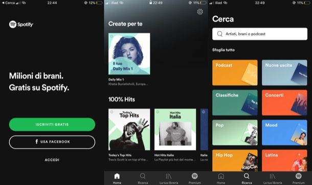 Spotify per smartphone