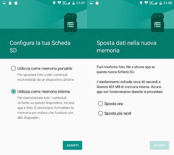 Screenshot Samsung installazione microSD