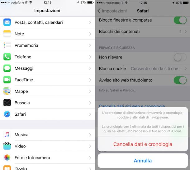 Come cancellare la cronologia su iPhone