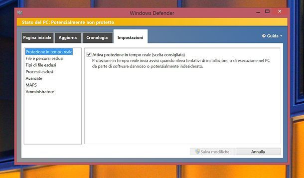 Come attivare Windows Defender