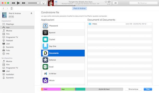 Come trasferire file su iPad