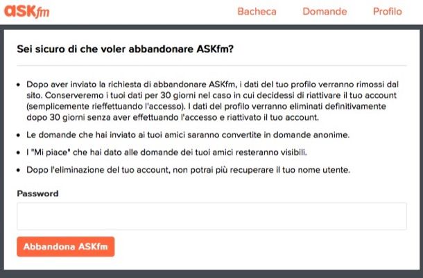 Come eliminarsi da ASK fm