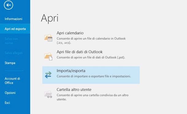 Come esportare mail da Outlook