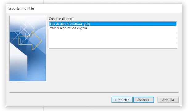 Come esportare mail da Outlook