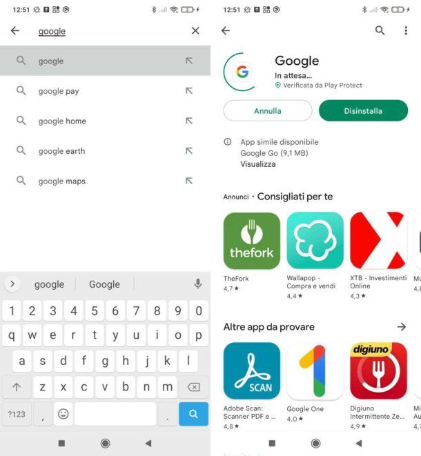 Installare app di Google su Android