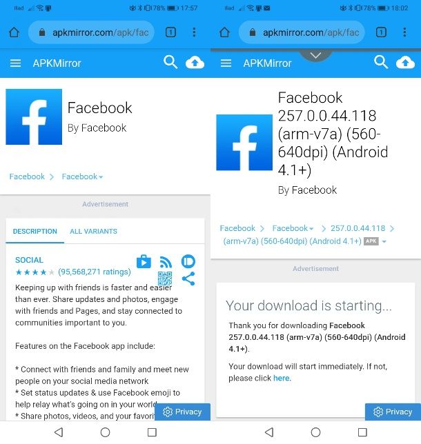 Scaricare Facebook da APKMirror