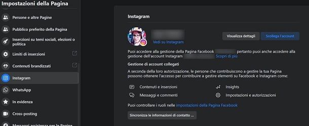 Come eliminare pagina Facebook collegata a Instagram