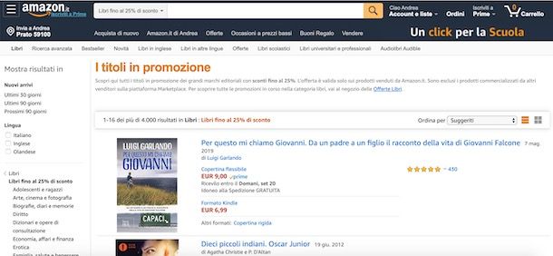 Acquistare libri su Amazon