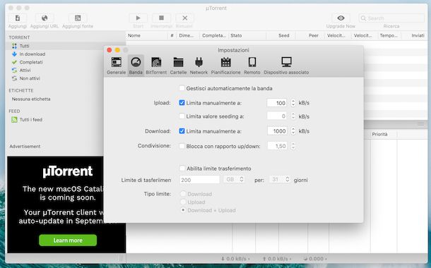 Configurazione uTorrent Mac