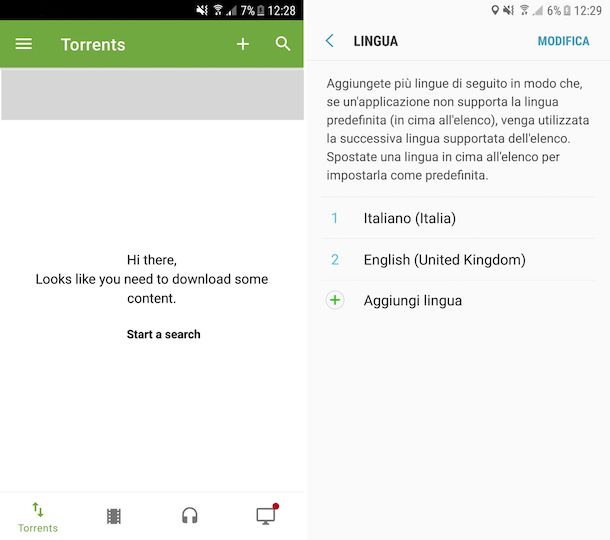 Traduzione interfaccia uTorrent su Android