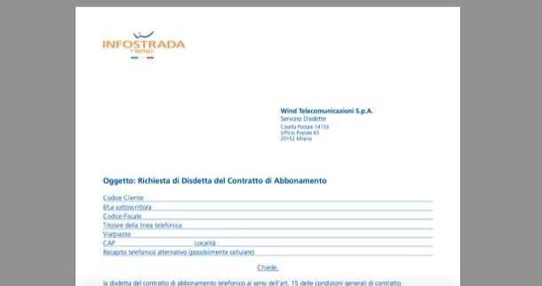 Disdire Infostrada