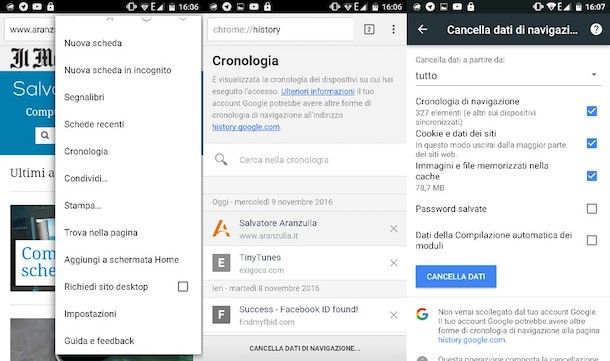 Come cancellare cronologia Android