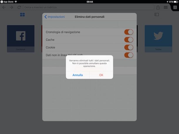 Come cancellare cronologia iPad