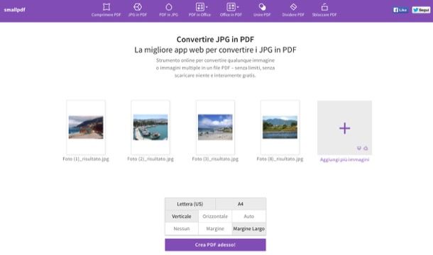 Convertire JPEG in PDF