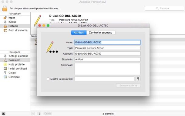 Vedere password WiFi su Mac