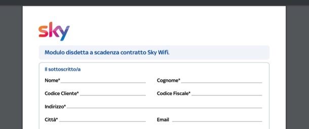 Disdetta Sky Wifi