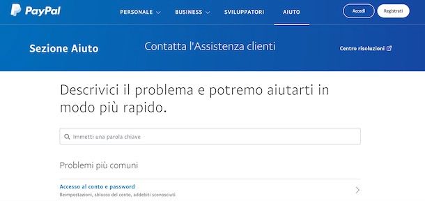 Contattare PayPal