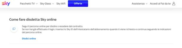 Disdetta Sky online