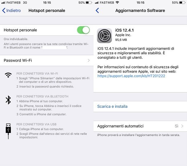 Aggiornare iOS con dati cellulare