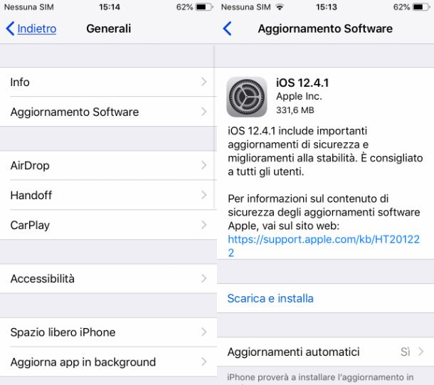 Aggiornare iOS con il WiFi