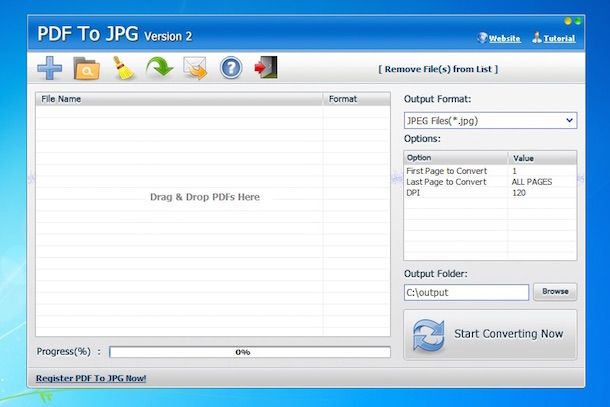 Screenshot del software PDF to JPG