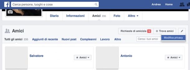 Come nascondere amici Facebook