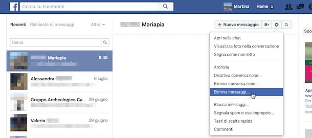Come cancellare messaggi Facebook | Salvatore Aranzulla