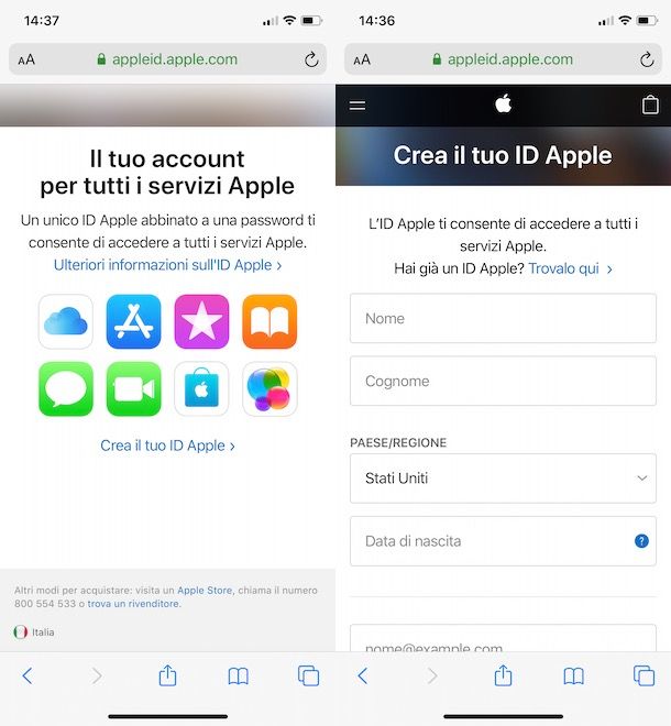 Come creare account Apple americano