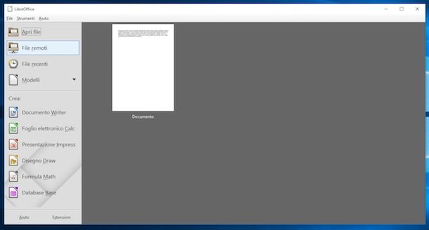 Schermata di LibreOffice