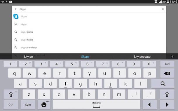 Screenshot che mostra come scaricare Skype per Android