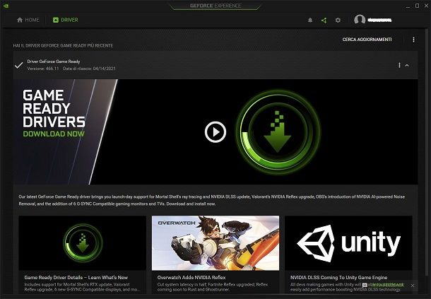 Come aggiornare scheda video NVIDIA