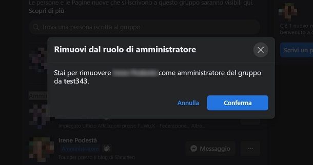 Come eliminare amministratore gruppo Facebook