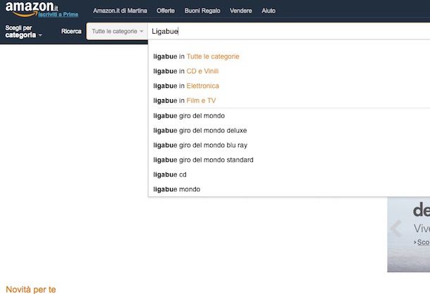 Screenshot che mostra come comprare su Amazon Italia