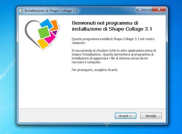 Screenshot del software Shape Collage