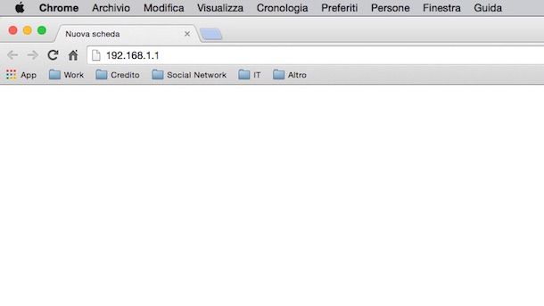 Screenshot che mostra come configurare modem