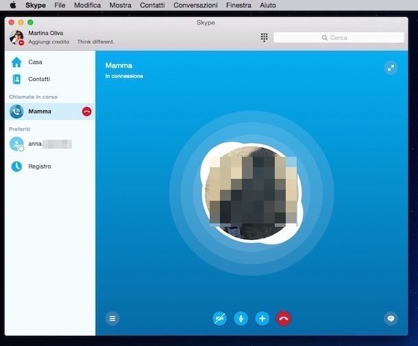 Screenshot della finestra di Skype