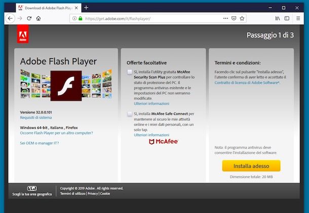 Come installare Flash Player