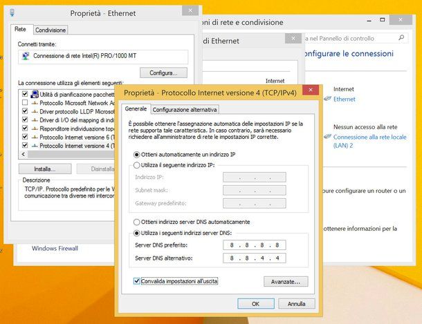 Come cambiare DNS Windows 8